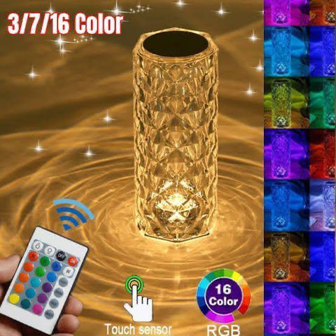 16 Colors Crystal Decoration Piece LED Touch Lamp with Remote – RGB Acrylic Table Lamp for Room Decoration, Decoration Piece for Tables or Shelves.