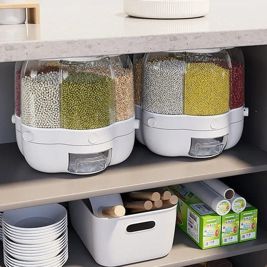 6-Grid Rotating Grain Container – Kitchen Food Organizer | Nayvo Mall
