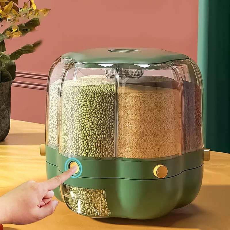 6-Grid Rotating Grain Container – Kitchen Food Organizer | Nayvo Mall