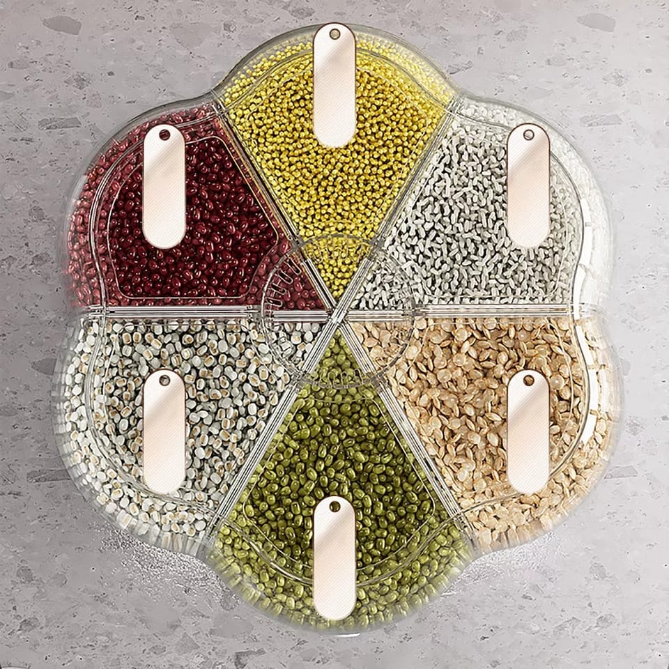 6-Grid Rotating Grain Container – Kitchen Food Organizer | Nayvo Mall