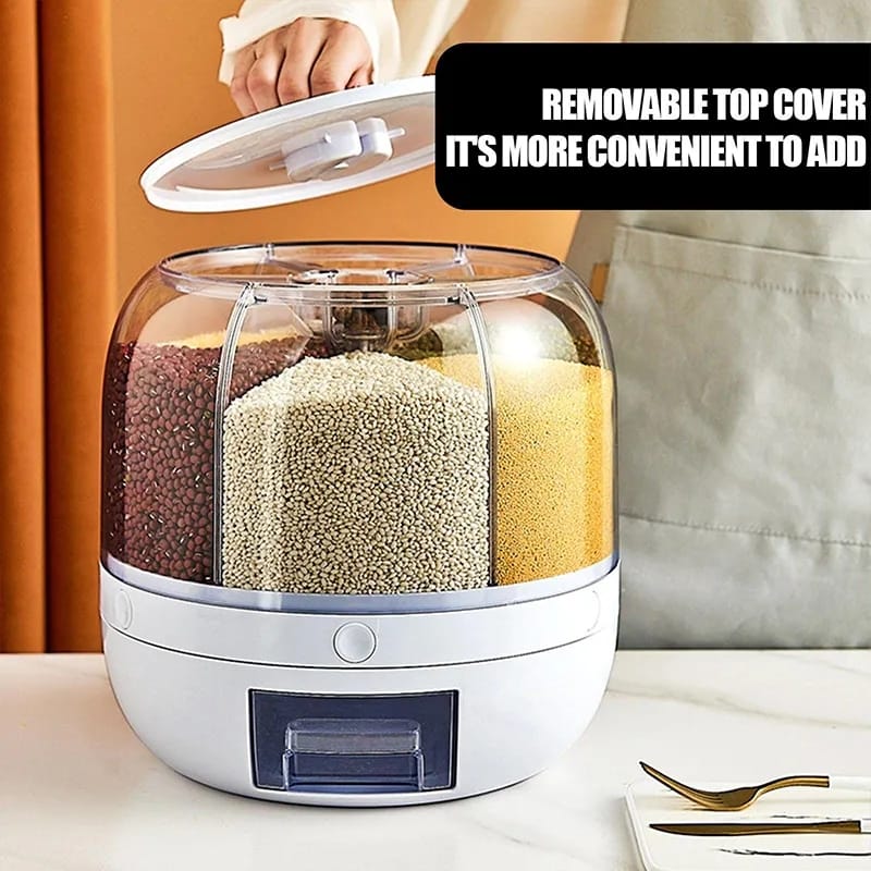 6-Grid Rotating Grain Container – Kitchen Food Organizer | Nayvo Mall