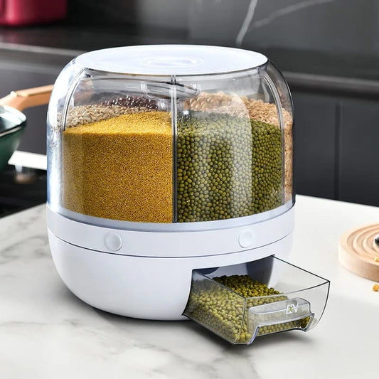 6-Grid Rotating Grain Container – Kitchen Food Organizer | Nayvo Mall