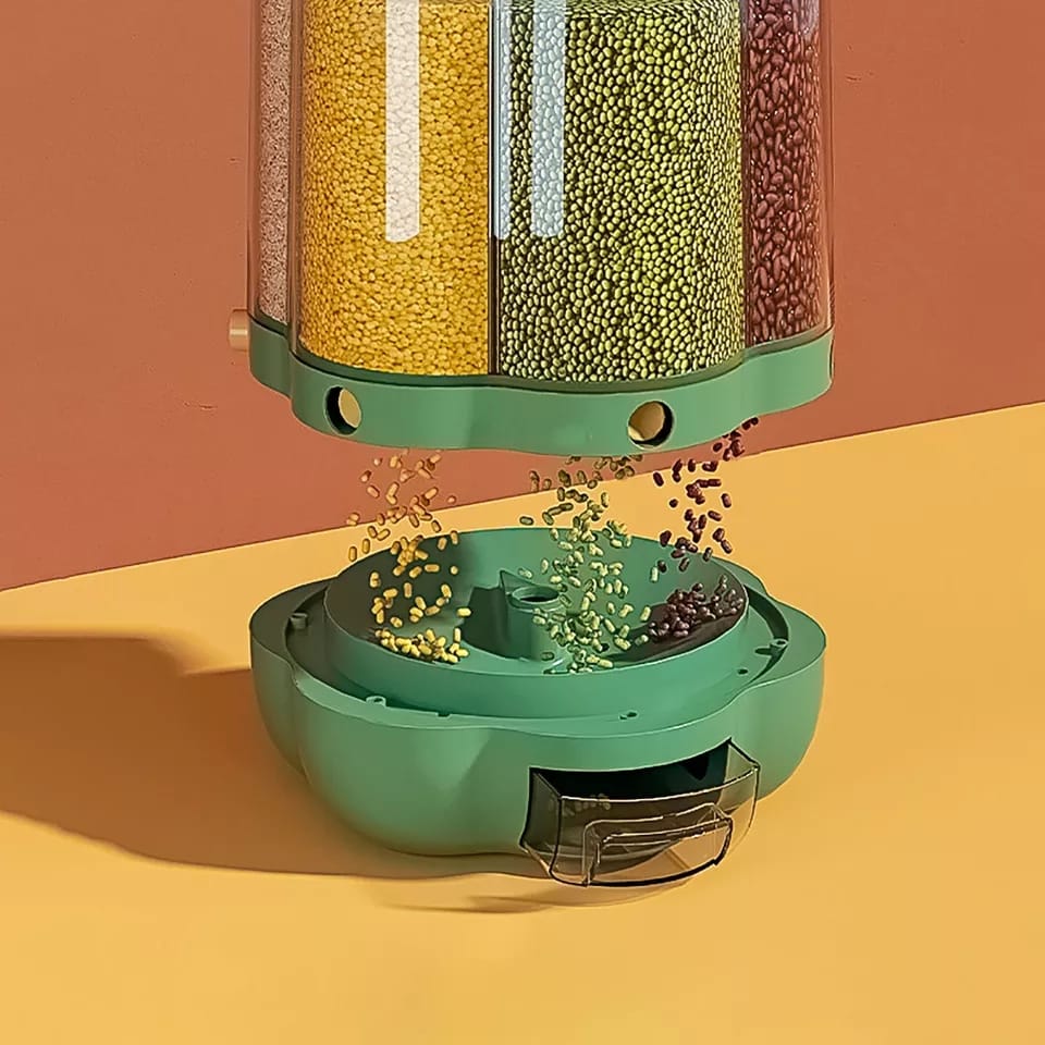 6-Grid Rotating Grain Container – Kitchen Food Organizer | Nayvo Mall