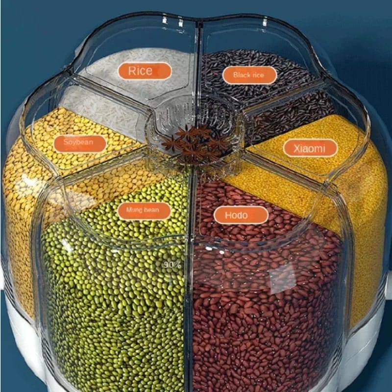 6-Grid Rotating Grain Container – Kitchen Food Organizer | Nayvo Mall