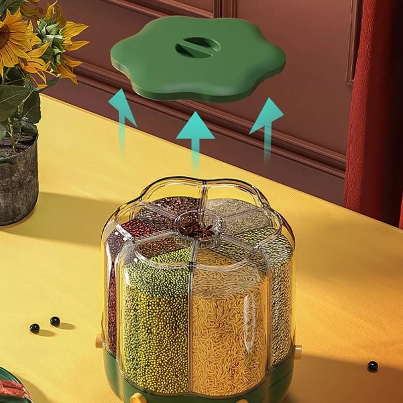 6-Grid Rotating Grain Container – Kitchen Food Organizer | Nayvo Mall