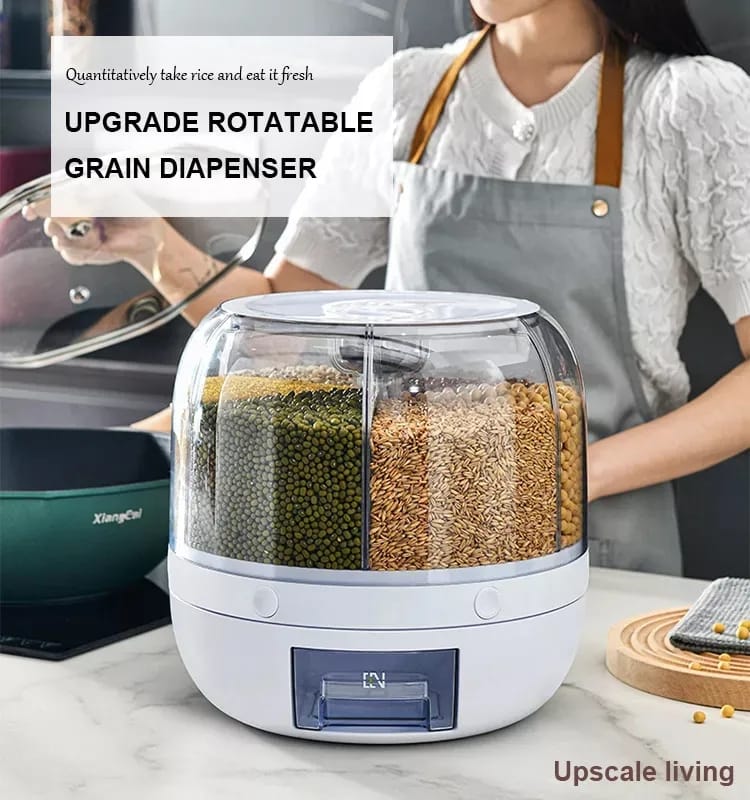 6-Grid Rotating Grain Container – Kitchen Food Organizer | Nayvo Mall