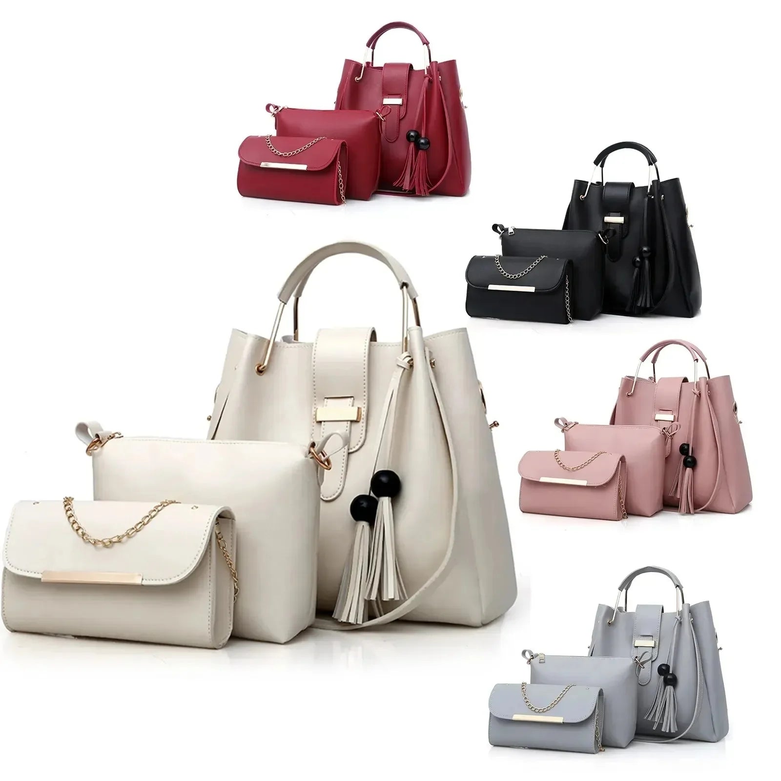 3-in-1 Handbag and Tote Set for Girls - Front View
Stylish Leather Handbag and Tote Set for Daily Use
Girls 3-in-1 Premium Handbag Set - Side View
Premium Tote Bag and Handbag Set for Girls
3-in-1 Handbag Set Gift Idea for Girls