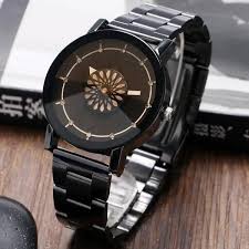 Black Stylish high Quality Fashion Casual stainles steel chain Strap Watch for Men Boys Casual Style Watch